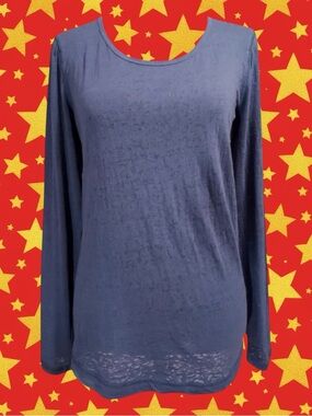 Mudd Y2K Retro Classic Minimalist Casual Grunge Indie Sleaze Boho Blue Top L